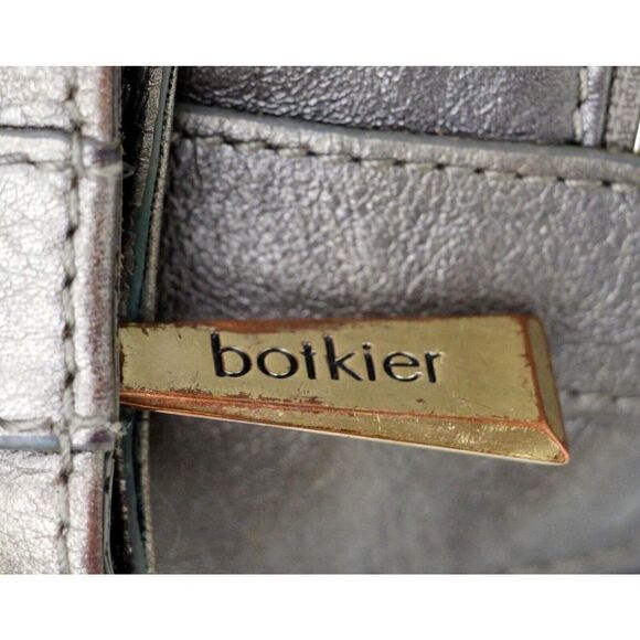 BOTKIER METALLIC BROWN GENUINE LEATHER ZIP POCKETS X-BODY SHOULDER BAG MESSENGER - Picture 5 of 9
